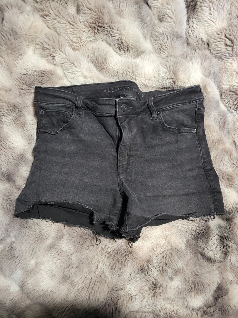 American Eagle Outfitters Charcoal Black Distressed Denim Cutoff Shorts